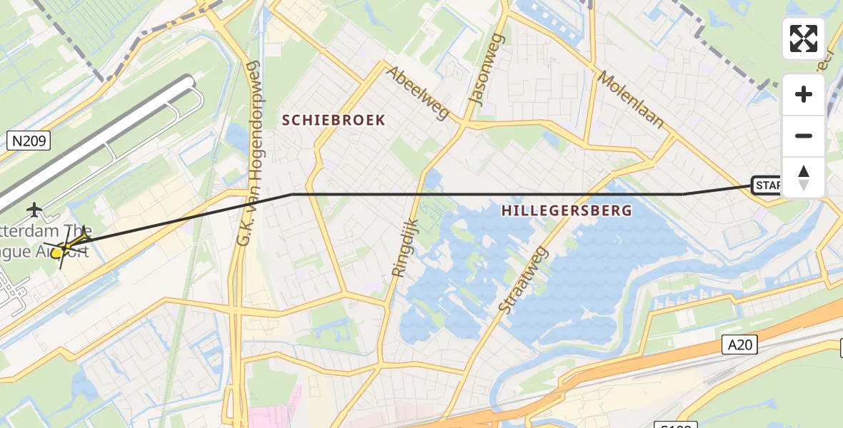 Routekaart van de vlucht: Lifeliner 2 naar Rotterdam The Hague Airport, Drionpad