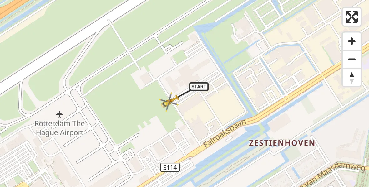 Vluchtroute Traumahelikopter Rotterdam The Hague Airport - Rotterdam The Hague Airport, 23 februari 2024, 10:20