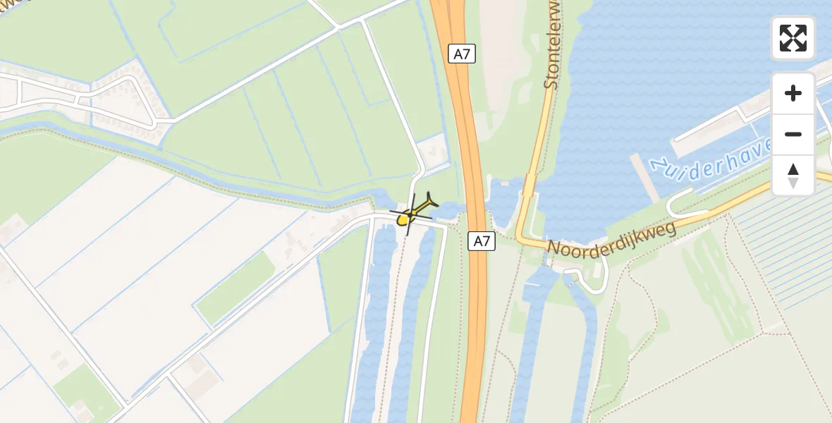 Routekaart van de vlucht: Kustwachthelikopter naar Den Oever