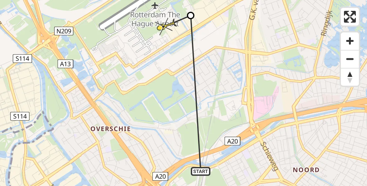 Routekaart van de vlucht: Lifeliner 2 naar Rotterdam The Hague Airport, Tempelhof