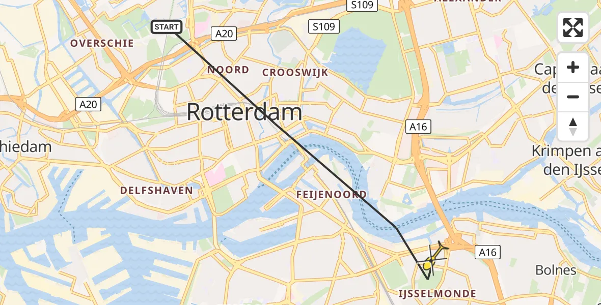 Routekaart van de vlucht: Lifeliner 2 naar Rotterdam, Botersloot