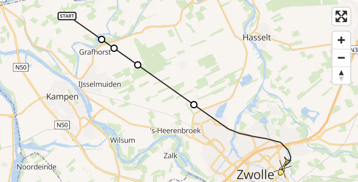 Routekaart van de vlucht: Lifeliner 4 naar Zwolle, Nesweg