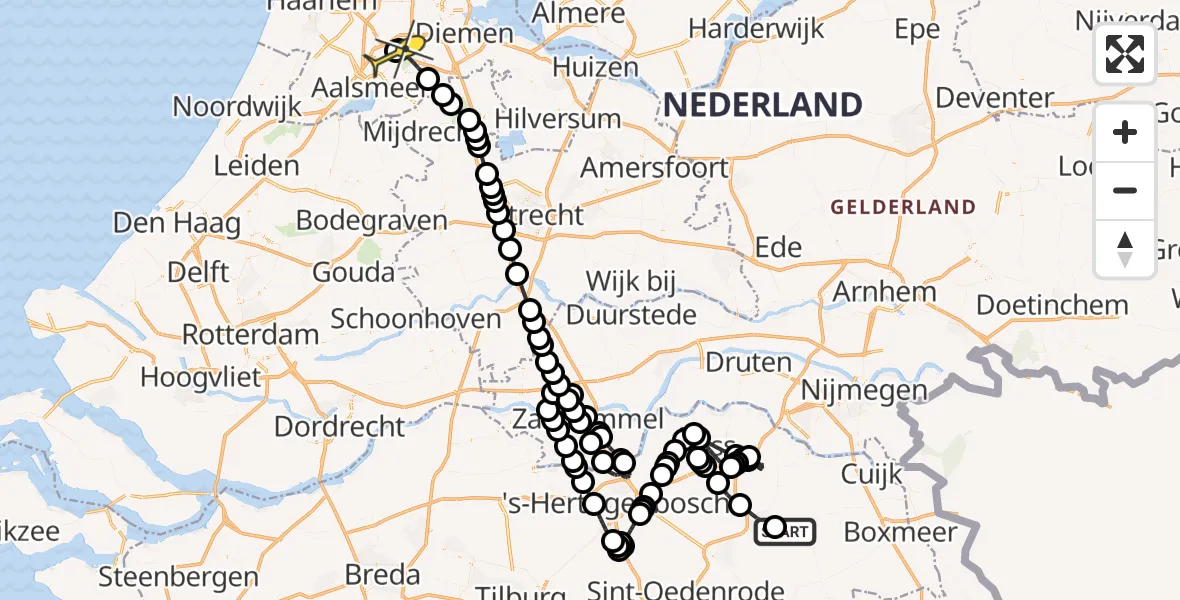 Routekaart van de vlucht: Politieheli naar Schiphol, Zeelandsedijk