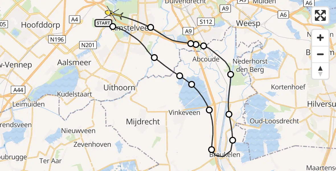 Routekaart van de vlucht: Politieheli naar Badhoevedorp, Tweede Volendammerbrug