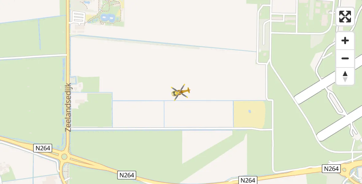 Vluchtroute Traumahelikopter van Vliegbasis Volkel naar Vliegbasis Volkel