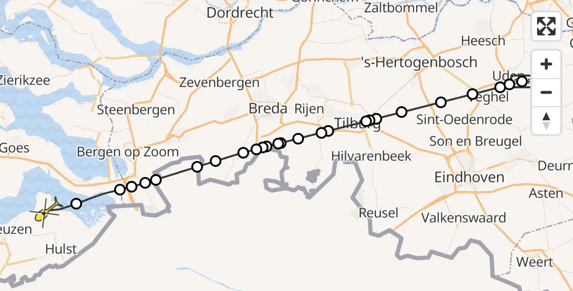 Routekaart van de vlucht: Lifeliner 3 naar Kloosterzande, Rudigerstraat