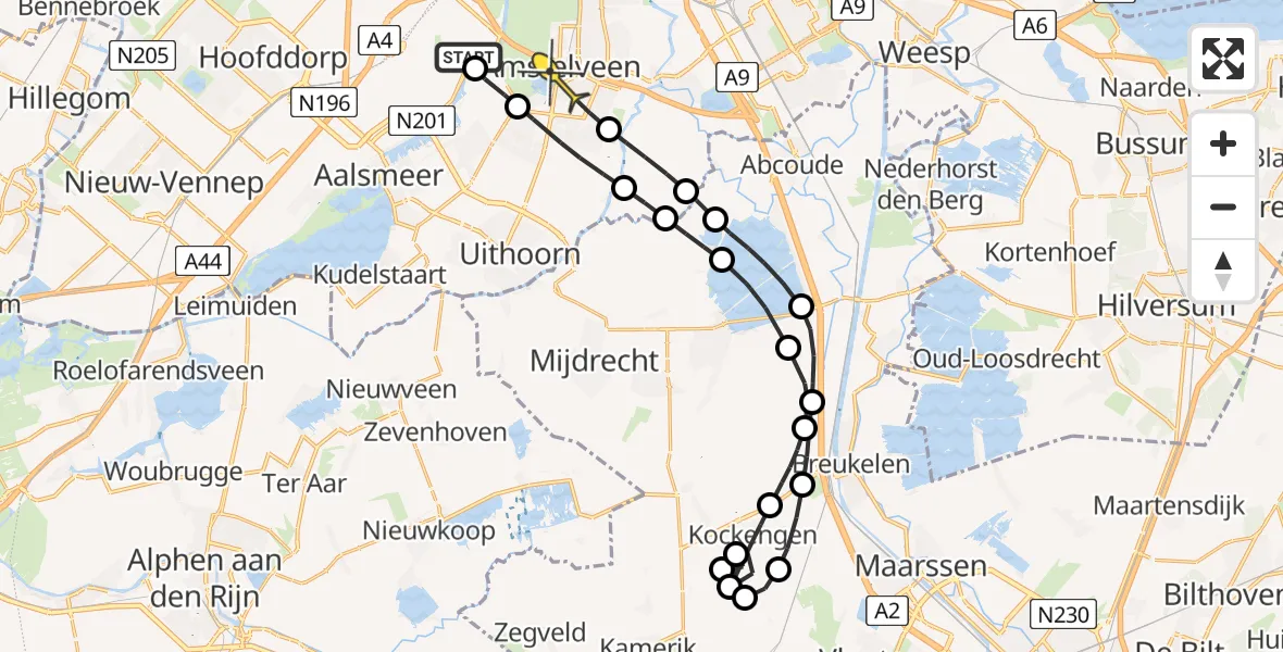 Routekaart van de vlucht: Politieheli naar Amstelveen, Kleine Bospad