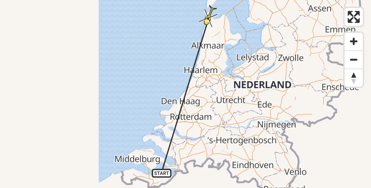 Routekaart van de vlucht: Traumahelikopter naar Vliegveld De Kooy, Luchthavenweg