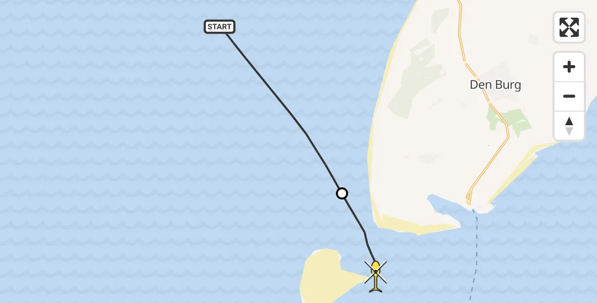 Routekaart van de vlucht: Kustwachthelikopter naar Den Hoorn