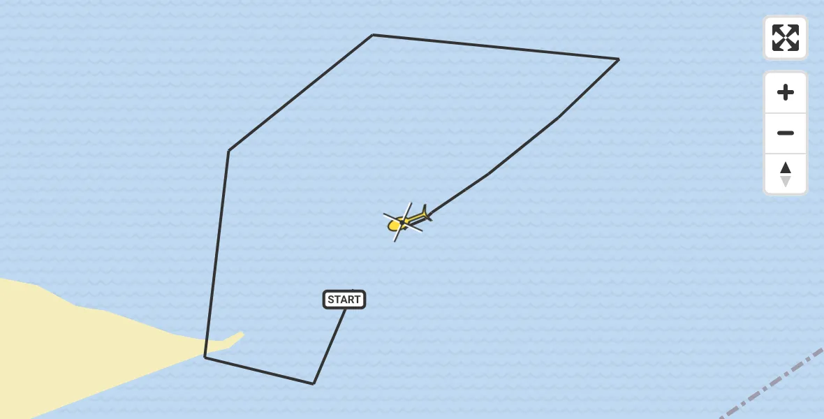 Routekaart van de vlucht: Kustwachthelikopter naar Den Hoorn