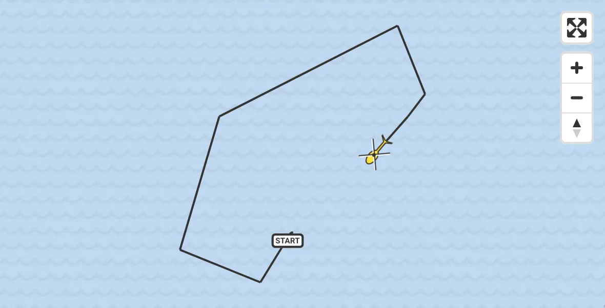 Routekaart van de vlucht: Kustwachthelikopter naar Den Hoorn