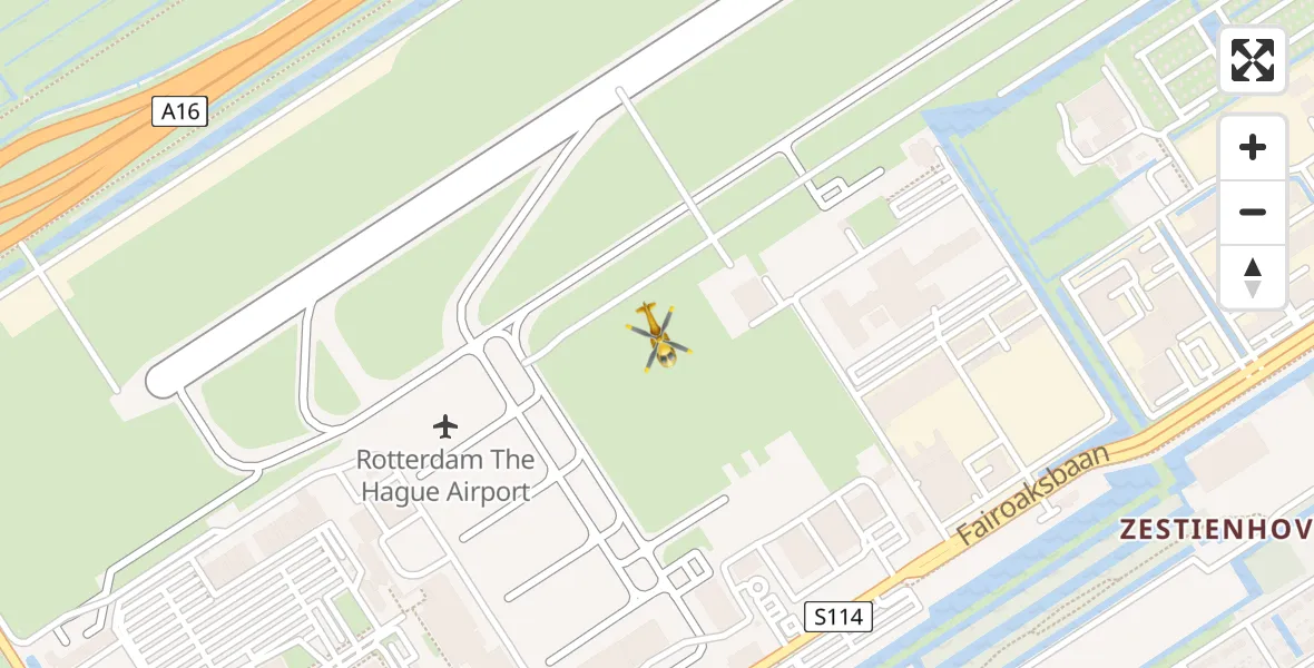 Vluchtroute Traumahelikopter Rotterdam The Hague Airport - Rotterdam The Hague Airport, 23 februari 2024, 18:48