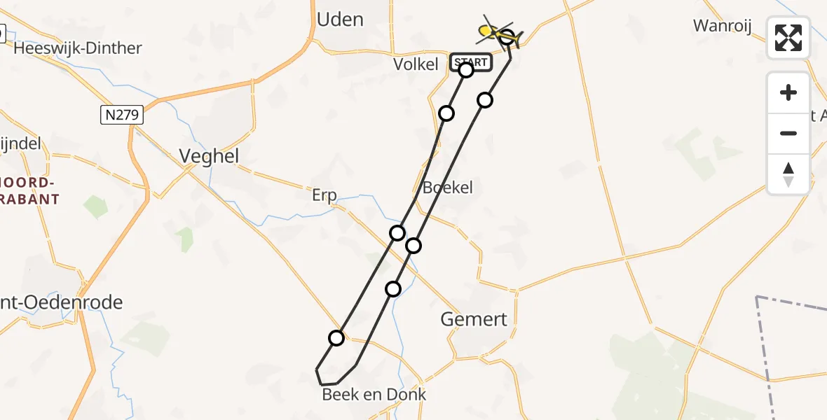 Routekaart van de vlucht: Lifeliner 3 naar Vliegbasis Volkel, Oosterheidestraat