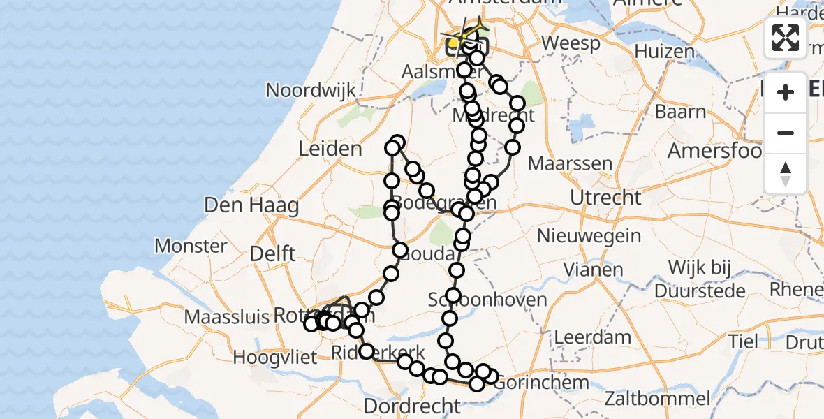 Routekaart van de vlucht: Politieheli naar Schiphol, Rietwijkerdwarsweg