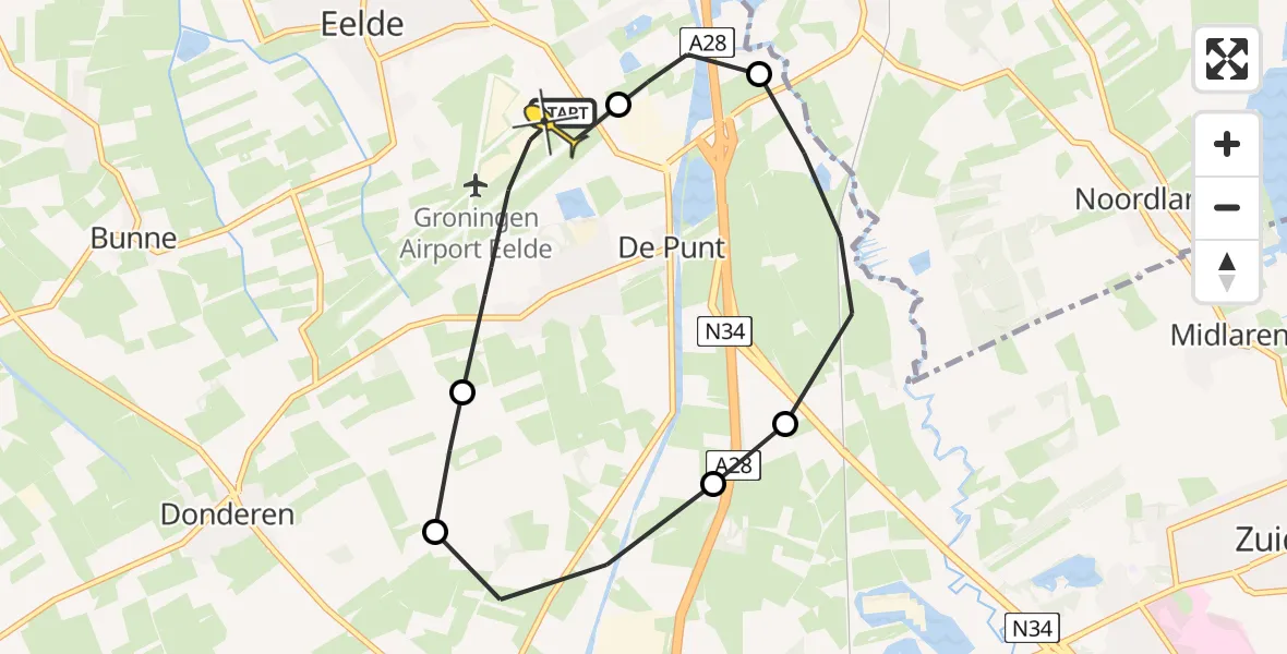 Routekaart van de vlucht: Lifeliner 4 naar Groningen Airport Eelde, Moespot