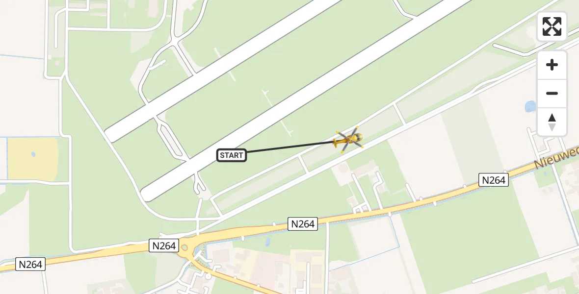 Vluchtroute Traumahelikopter van Vliegbasis Volkel naar Vliegbasis Volkel