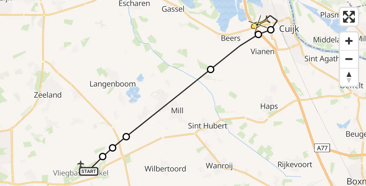 Routekaart van de vlucht: Lifeliner 3 naar Cuijk, Zeelandsedijk