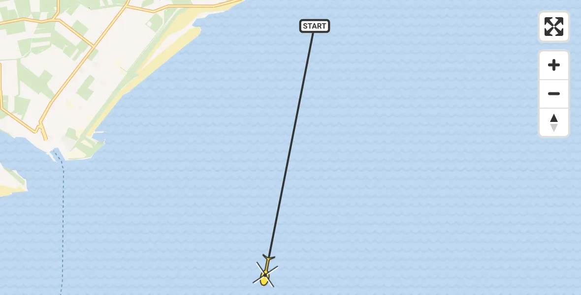 Routekaart van de vlucht: Ambulancehelikopter naar Den Helder, Malzwin