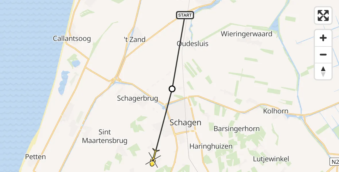 Routekaart van de vlucht: Ambulancehelikopter naar Sint Maarten, Keinsmerwiel