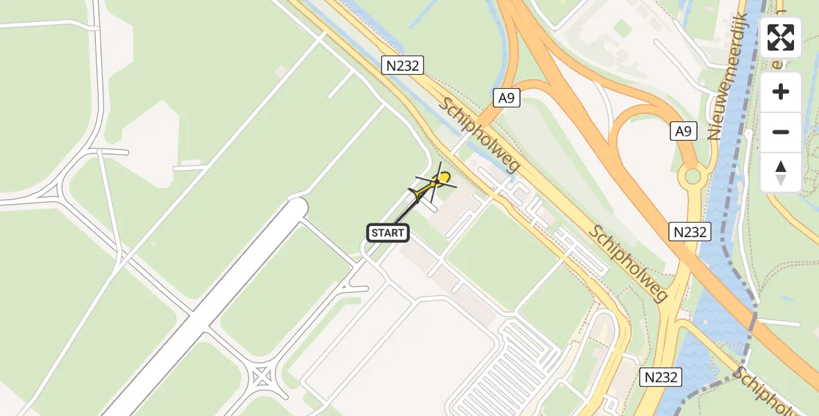 Vluchtroute Politiehelikopter van Schiphol naar Schiphol
