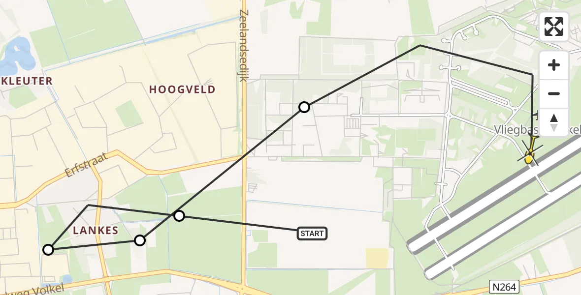 Routekaart van de vlucht: Lifeliner 3 naar Vliegbasis Volkel, Breestraat