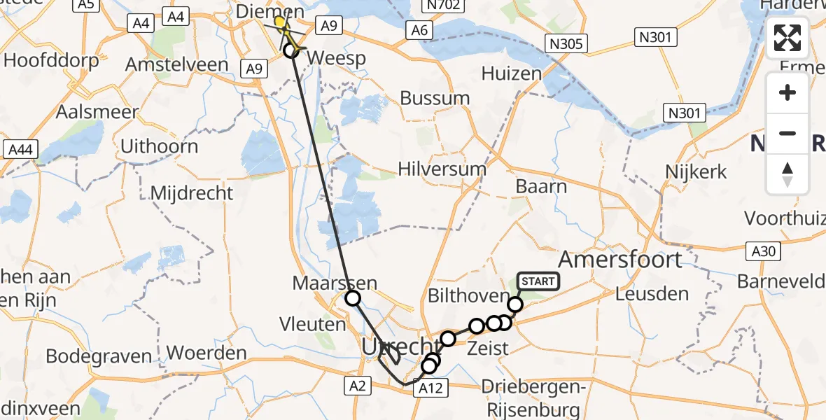 Routekaart van de vlucht: Politieheli naar Amsterdam, Verlengde Paltzerweg