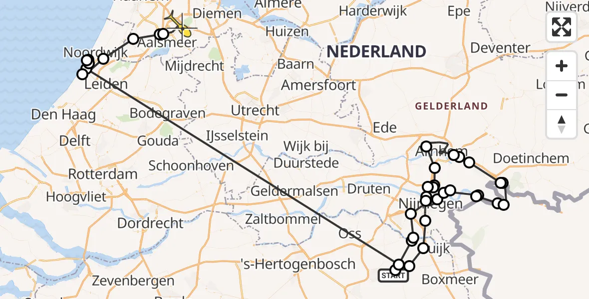 Routekaart van de vlucht: Politieheli naar Schiphol, Houtvennen