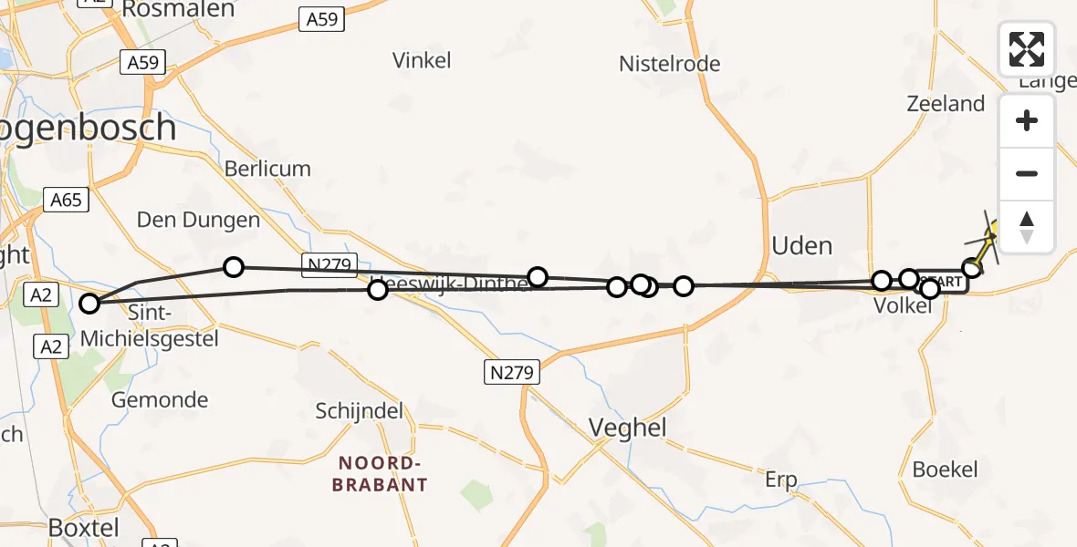 Routekaart van de vlucht: Lifeliner 3 naar Vliegbasis Volkel, Nijverheidsstraat