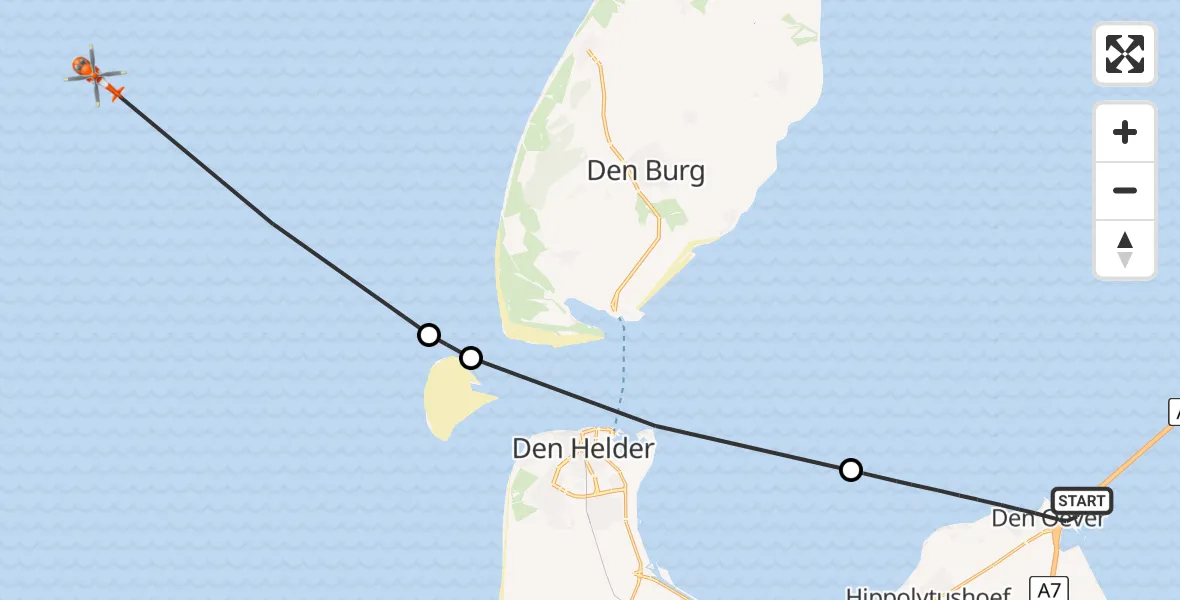 Vluchtroute Kustwachthelikopter Den Oever - , 24 februari 2024, 17:04