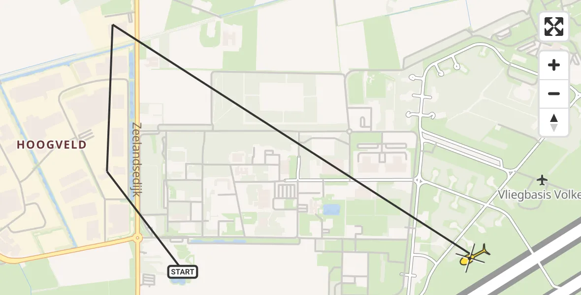 Routekaart van de vlucht: Lifeliner 3 naar Vliegbasis Volkel, Zeelandsedijk