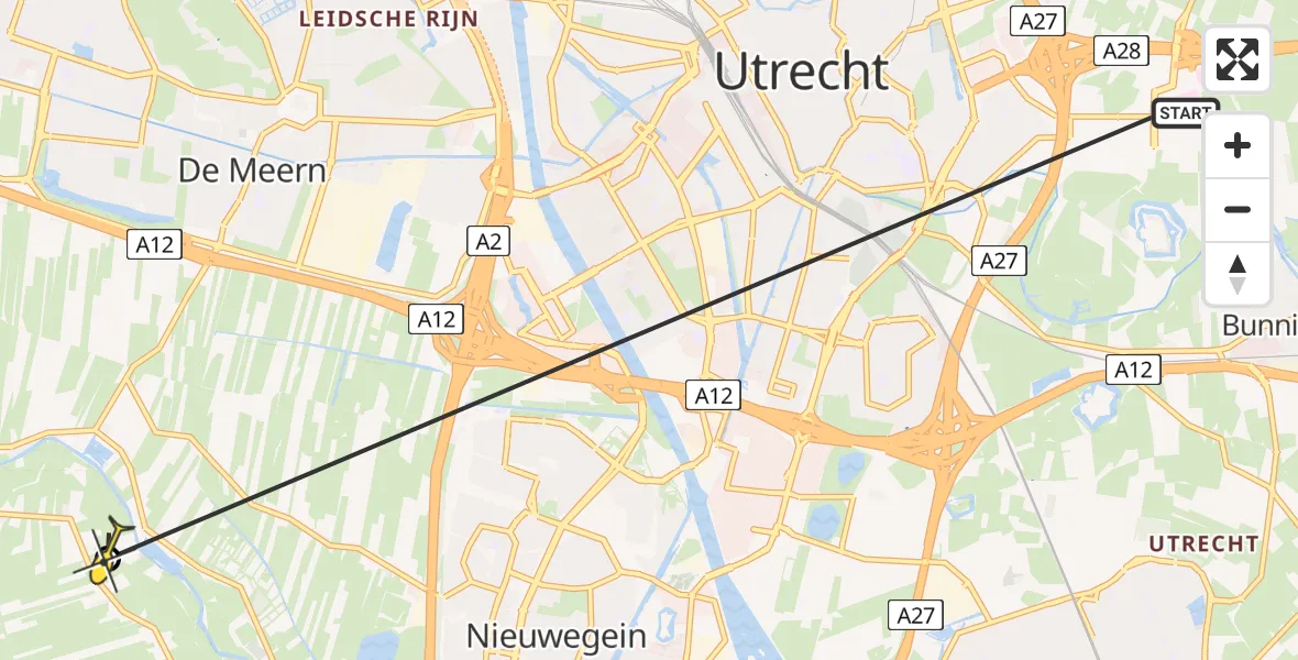 Routekaart van de vlucht: Lifeliner 1 naar IJsselstein, Stuivenbergweg