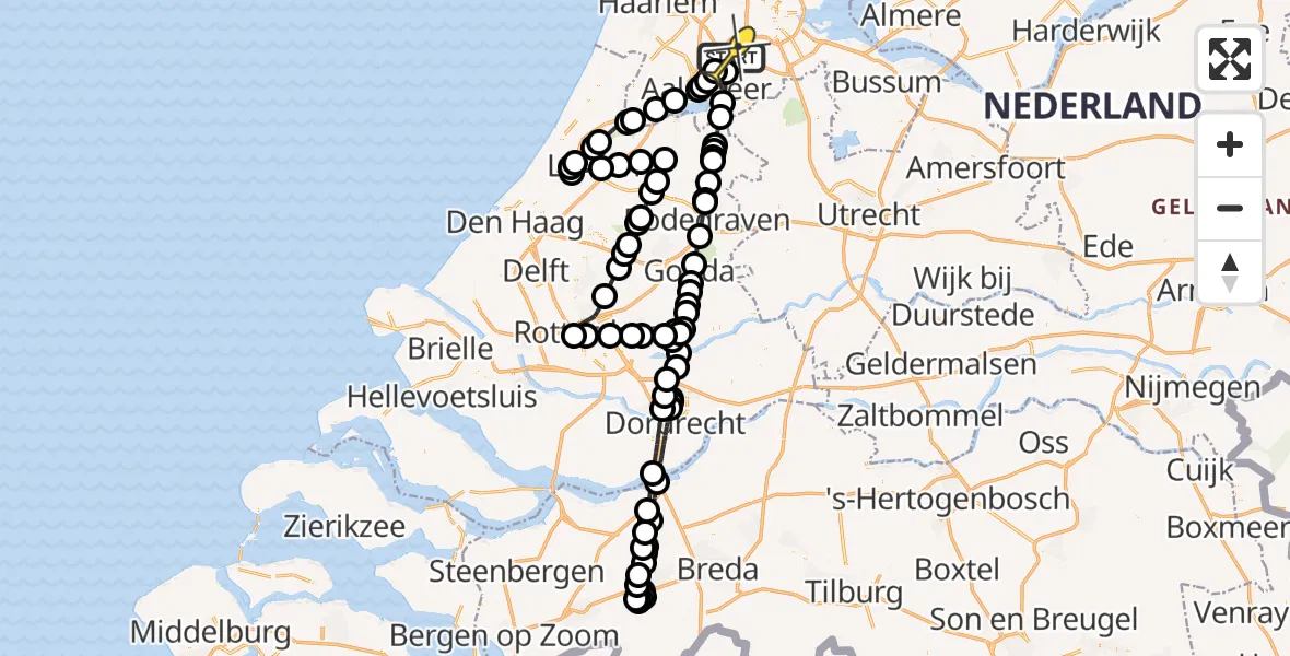 Routekaart van de vlucht: Politieheli naar Schiphol, Westerkimweg