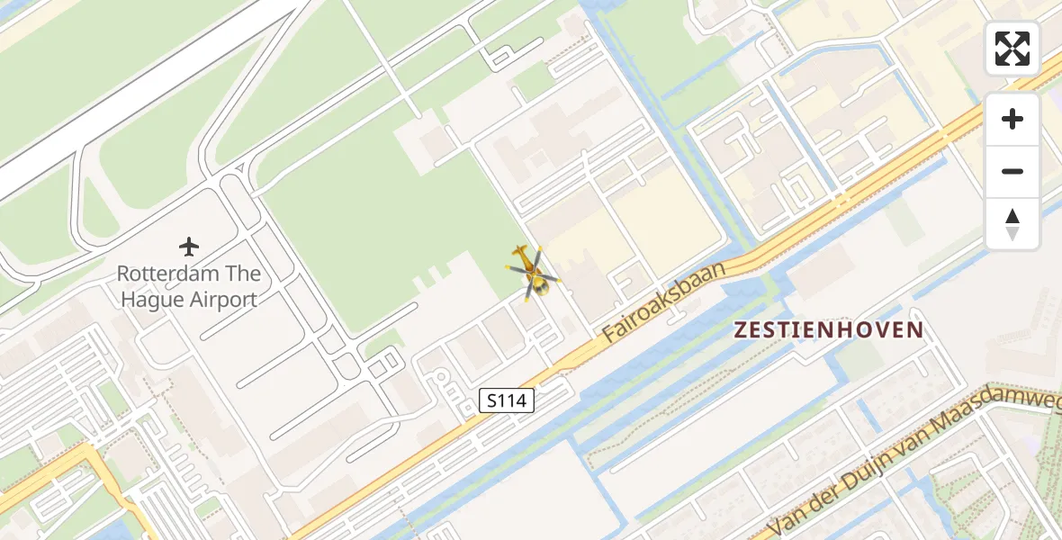 Vluchtroute Traumahelikopter Rotterdam The Hague Airport - Rotterdam The Hague Airport, 25 februari 2024, 07:36