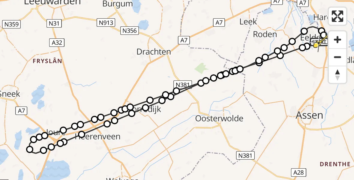 Routekaart van de vlucht: Lifeliner 4 naar Groningen Airport Eelde, Machlaan