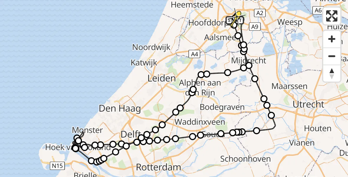 Routekaart van de vlucht: Politieheli naar Schiphol, Thermiekstraat