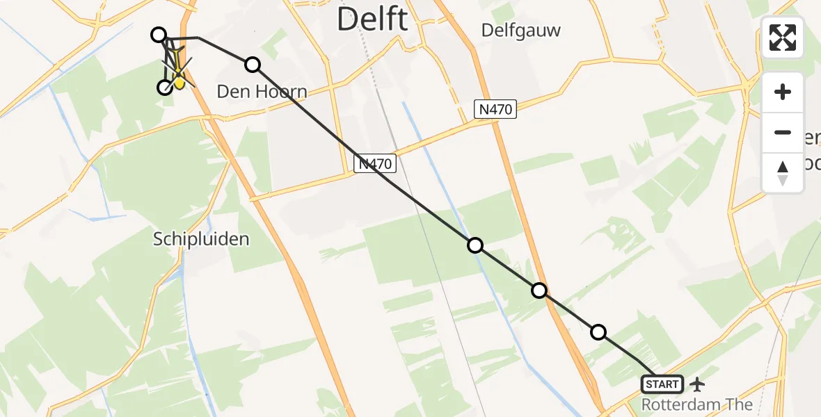 Routekaart van de vlucht: Lifeliner 2 naar Schipluiden, Hofweg