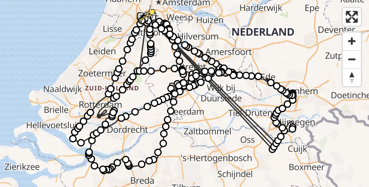 Vluchtroute Politiehelikopter van Schiphol naar Schiphol
