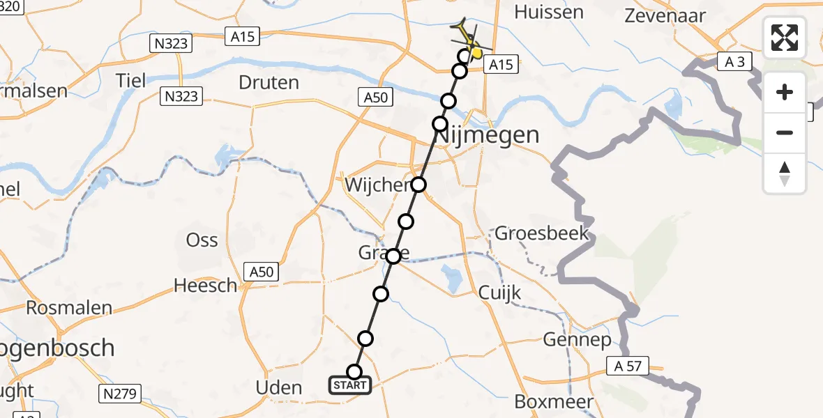 Routekaart van de vlucht: Lifeliner 3 naar Elst, Beemdsteeg