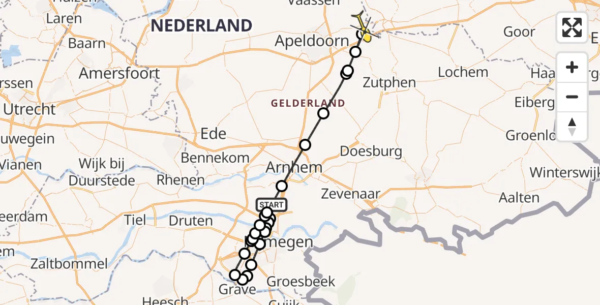 Routekaart van de vlucht: Lifeliner 3 naar Twello, Olympiasingel