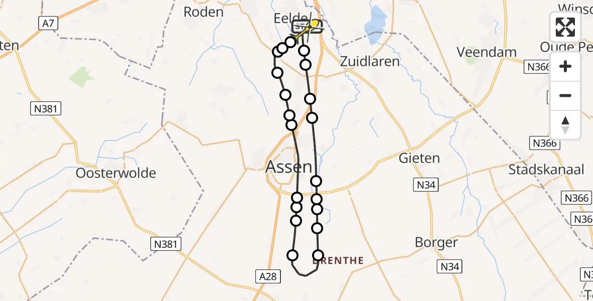 Routekaart van de vlucht: Lifeliner 4 naar Groningen Airport Eelde, Moespot