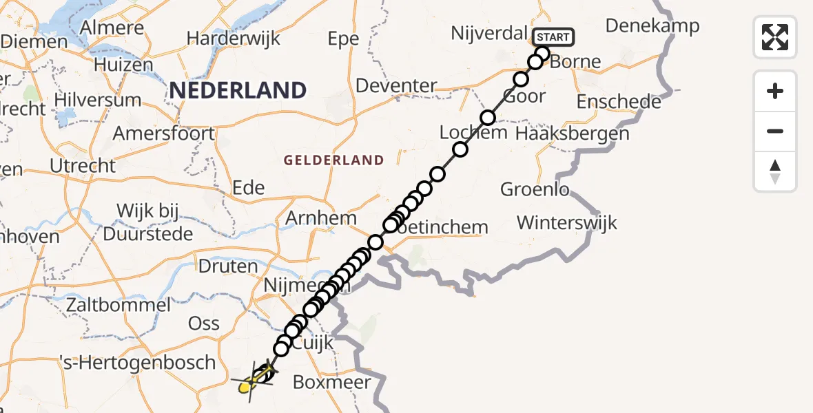 Routekaart van de vlucht: Lifeliner 3 naar Vliegbasis Volkel, Jura