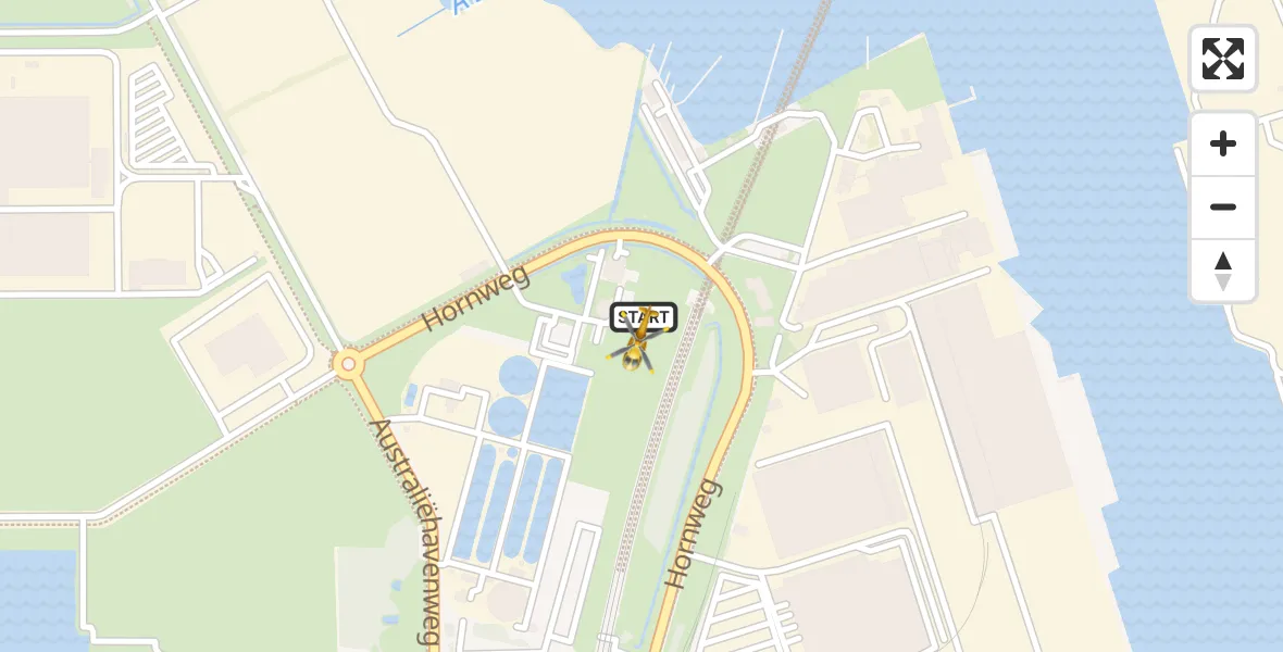 Vluchtroute Traumahelikopter van Amsterdam Heliport naar Amsterdam Heliport