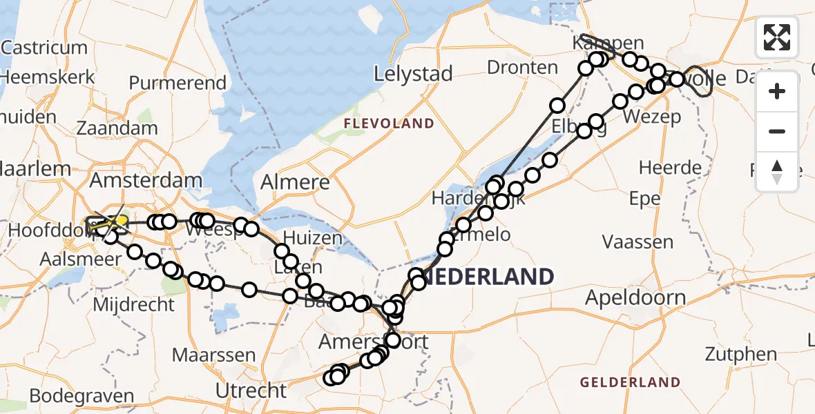 Routekaart van de vlucht: Politieheli naar Schiphol, Loevesteinse Randweg