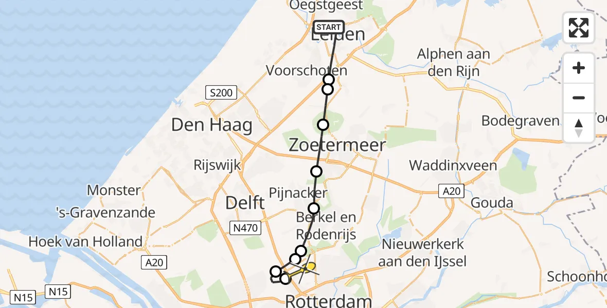 Routekaart van de vlucht: Lifeliner 2 naar Rotterdam The Hague Airport, Haarlemmerstraat