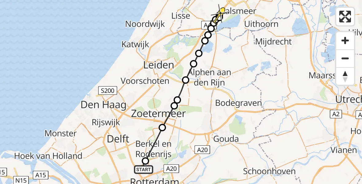 Routekaart van de vlucht: Lifeliner 2 naar Rijsenhout, Brandenburgbaan