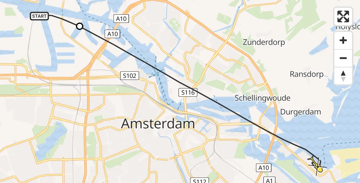 Routekaart van de vlucht: Lifeliner 1 naar Amsterdam, Ankerweg