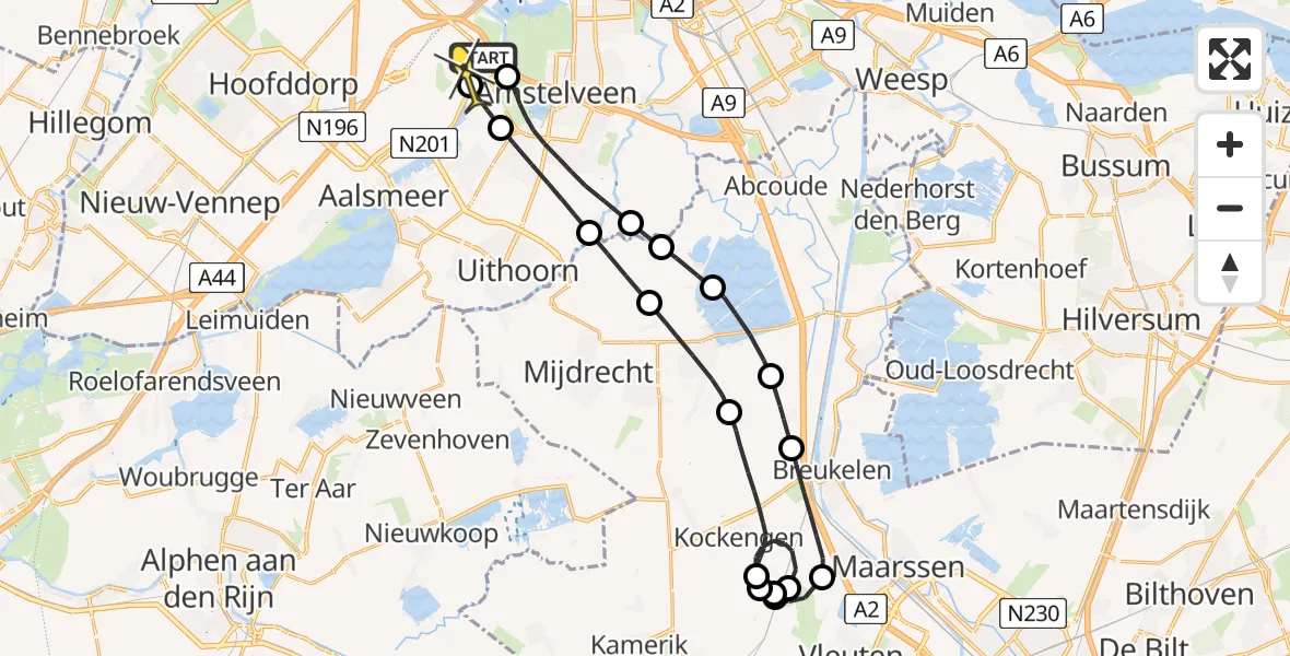 Routekaart van de vlucht: Politieheli naar Schiphol, Nieuwe Meerlaan