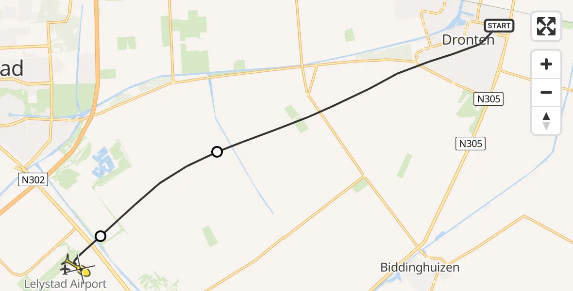 Routekaart van de vlucht: Lifeliner 1 naar Lelystad Airport, Melkweg