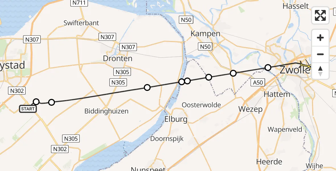 Routekaart van de vlucht: Lifeliner 1 naar Zwolle, Vlotgrasweg