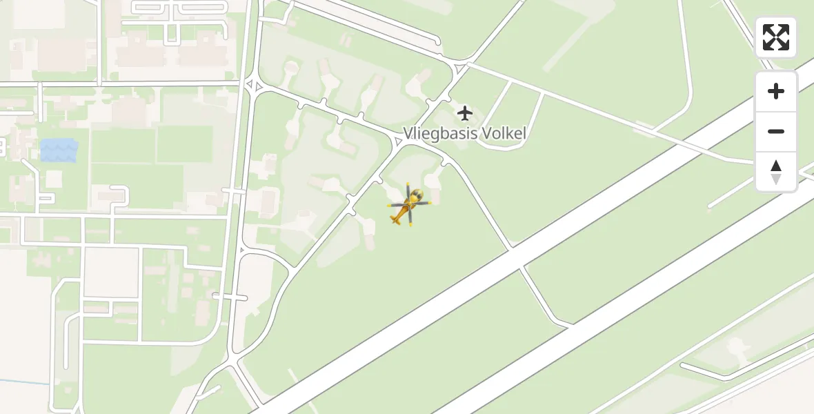 Vluchtroute Traumahelikopter van Vliegbasis Volkel naar Vliegbasis Volkel